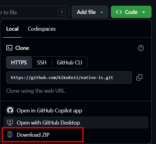 Unduh file ZIP repository native-ls