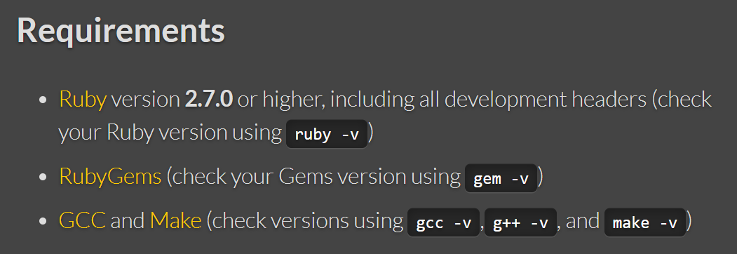 Jekyll Requirements: Ruby, RubyGems, GCC, dan Make